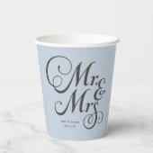 Dusty Blue Mr. und Mrs. personalisiert rustikale H Pappbecher (Rückseite)