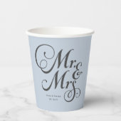 Dusty Blue Mr. und Mrs. personalisiert rustikale H Pappbecher (Vorderseite)