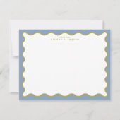 Dusty Blue & Mustard Wavy Border Note Card Einladung (Vorderseite)