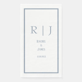 Dusty Blue Name Monogram Simple Elegante Wedding Serviette