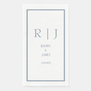 Dusty Blue Name Monogram Simple Elegante Wedding Serviette