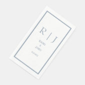 Dusty Blue Name Monogram Simple Elegante Wedding Serviette (Ecke)