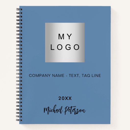 Dusty-Blue-Name-Skript-Firmenlogo Notizblock (Vorderseite)