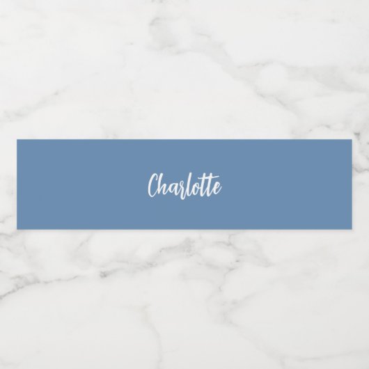 Dusty Blue Name Skript Wasserflaschenetikett (Einzelnes Label)