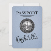 Dusty Blue Nashville Passport Hochzeit Einladung (Rückseite)