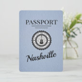 Dusty Blue Nashville Passport Save the Date (Stehend Vorderseite)