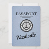 Dusty Blue Nashville Passport Save the Date (Vorderseite)