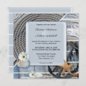 Dusty Blue Nautical Anchor Einladung zur Hochzeit (Vorne/Hinten)