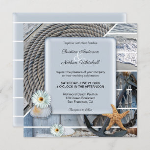 Dusty Blue Nautical Anchor Einladung zur Hochzeit