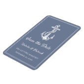 Dusty Blue Nautical Anchor Speichern Sie das Date  Magnet (Linke Seite)