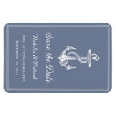 Dusty Blue Nautical Anchor Speichern Sie das Date  Magnet (Horizontal)