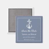 Dusty Blue Nautical Anchor Speichern Sie das Date  Magnet (Vorderseite/Rückseite)