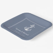 Dusty Blue Nautical Anchor Wedding Paper Teller (Gewinkelt)