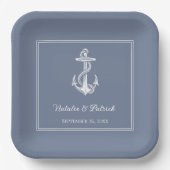 Dusty Blue Nautical Anchor Wedding Paper Teller (Vorderseite)