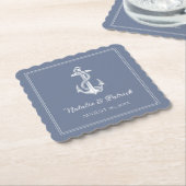 Dusty Blue Nautical Anchor Wedding Paper Untersetz Untersetzer (angewinkelt)