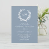 Dusty Blue Nautical Coral Reef Minimal Wedding Einladung (Stehend Vorderseite)