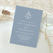 Dusty Blue Nautical Monogram Anchor Wedding Einladung