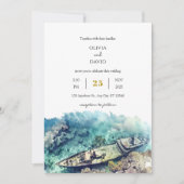 Dusty Blue Nautical Shipwreck Coral Beach Hochzeit Einladung (Vorderseite)