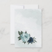 Dusty blue & navvy Blume botanisch Dankeskarte (Rückseite)