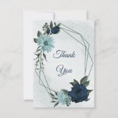 Dusty blue & navvy Blume botanisch Dankeskarte (Vorderseite)