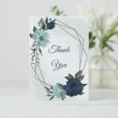 Dusty blue & navvy Blume botanisch Dankeskarte (Stehend Vorderseite)