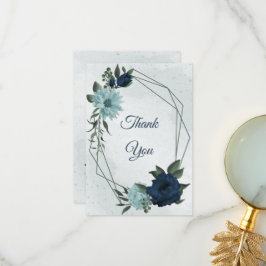 Dusty blue & navvy Blume botanisch Dankeskarte