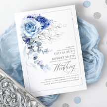 Dusty Blue & Navy Blue Boho Silver Floral Wedding