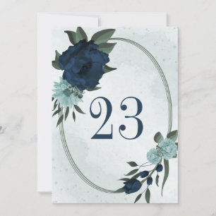 Dusty blue & navy Blume geometrische Tischnummer