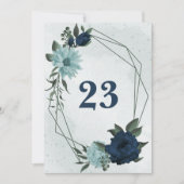 Dusty blue & navy Blume geometrische Tischnummer (Vorderseite)
