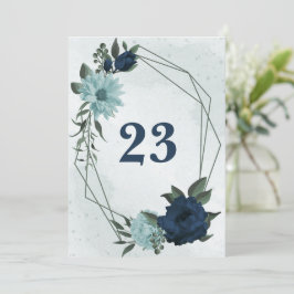 Dusty blue & navy Blume geometrische Tischnummer