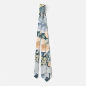 Dusty Blue Navy Blume Rose Floral Neck Tie Krawatte (Rückseite)