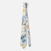 Dusty Blue Navy Blume Rose Floral Neck Tie Krawatte (Vorderseite)