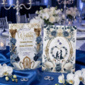 Dusty Blue & Navy Botanical Garden Wedding Einladung