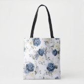 Dusty Blue Navy Champagne Elfenbein Blumenschmuck Tasche (Vorderseite)