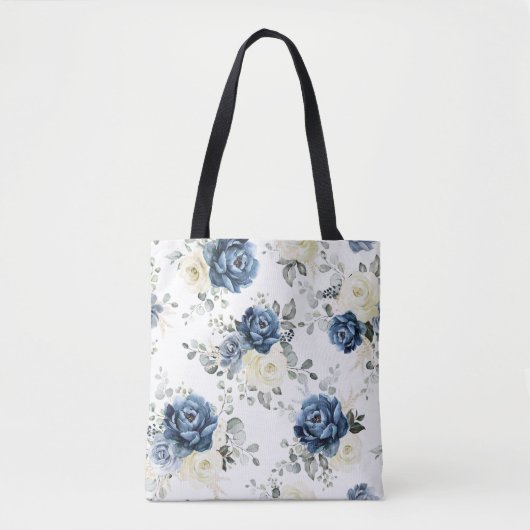 Dusty Blue Navy Champagne Elfenbein Blumenschmuck Tasche (Vorderseite)