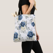 Dusty Blue Navy Champagne Elfenbein Blumenschmuck Tasche (Von Nahem)