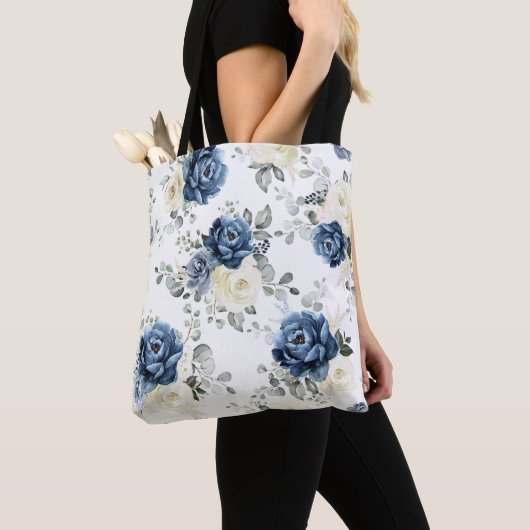 Dusty Blue Navy Champagne Elfenbein Blumenschmuck Tasche (Von Nahem)