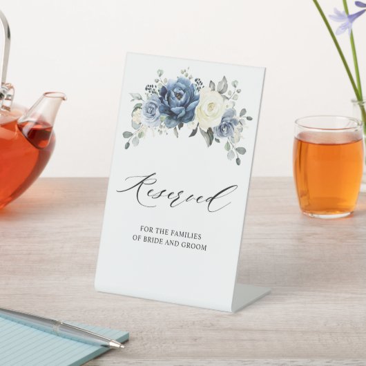 Dusty Blue Navy Champagne Elfenbein Hochzeitsklotz Sockelschild (In SItu)