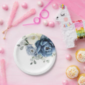 Dusty Blue Navy Champagne Elfenbein Hochzeitspap Pappteller (Party)