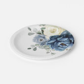 Dusty Blue Navy Champagne Elfenbein Hochzeitspap Pappteller (Schrägansicht)
