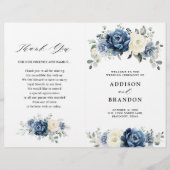 Dusty Blue Navy Champagne Elfenbein Hochzeitsprogr (Vorderseite)