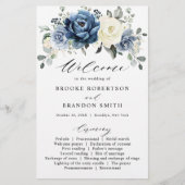 Dusty Blue Navy Champagne Elfenbein Hochzeitsprogr (Vorderseite)
