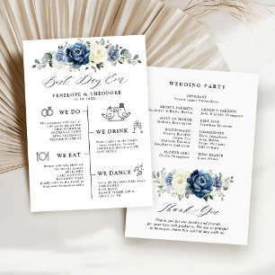 Dusty Blue Navy Champagne Elfenbein Hochzeitsprogr Einladung