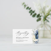 Dusty Blue Navy Champagne Elfenbein Wedding Regist Begleitkarte (Stehend Vorderseite)