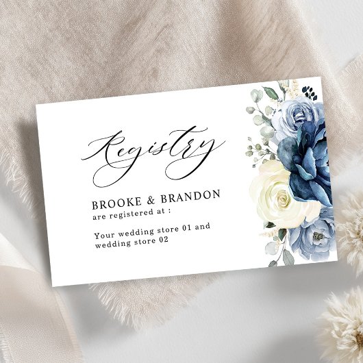 Dusty Blue Navy Champagne Elfenbein Wedding Regist Begleitkarte