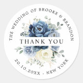 Dusty Blue Navy Champagne Elfenbein Wedding Vielen Runder Aufkleber (Vorderseite)