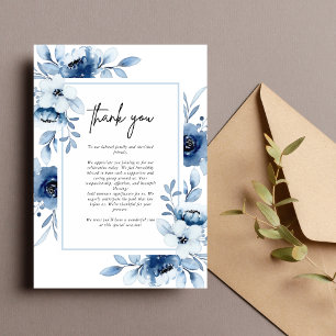 Dusty Blue Navy Champagne Elfenbeinblume Hochzeit Dankeskarte