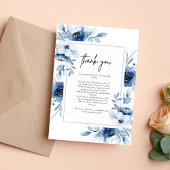 Dusty Blue Navy Champagne Elfenbeinblume Hochzeit Dankeskarte