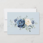 Dusty Blue Navy Champagne Elfenbeinblume Hochzeit Dankeskarte (Rückseite)