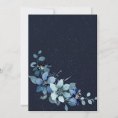 Dusty Blue Navy Champagne Elfenbeinblume Hochzeit Einladung (Rückseite)